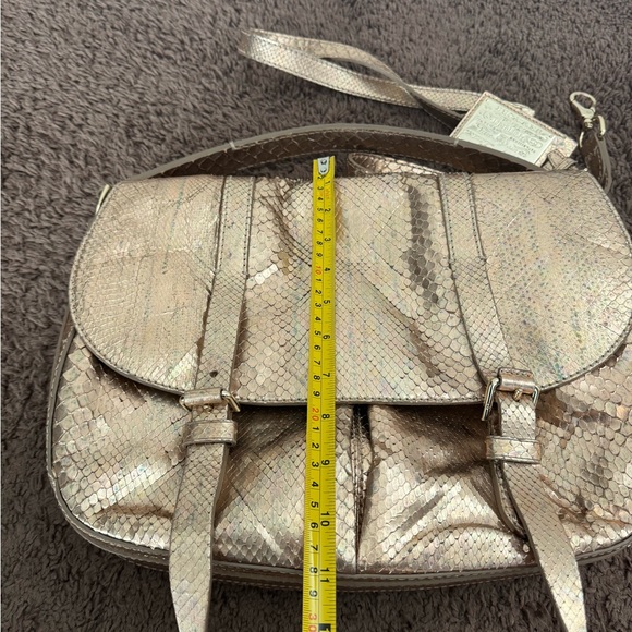 $3950 Ralph Lauren Python Snake Leather Bag Rose Gold Crossbody Satchel - Picture 5 of 10